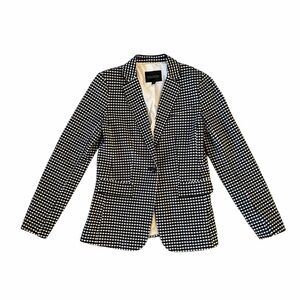 Banana Republic Black & White LONG AND LEAN-FIT BI-STRETCH GINGHAM BLAZER Size 2